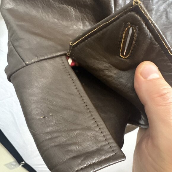 Vintage 70s Brown Leather Disco Jacket Bold Lining Men 42 Hippie Boho - Picture 5 of 9